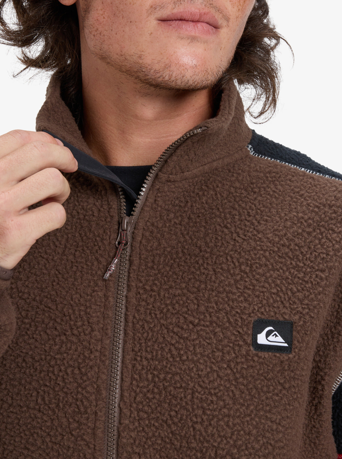 Quiksilver Mens Clean Coast Block Full Zip Fleece - Chocolate Brown