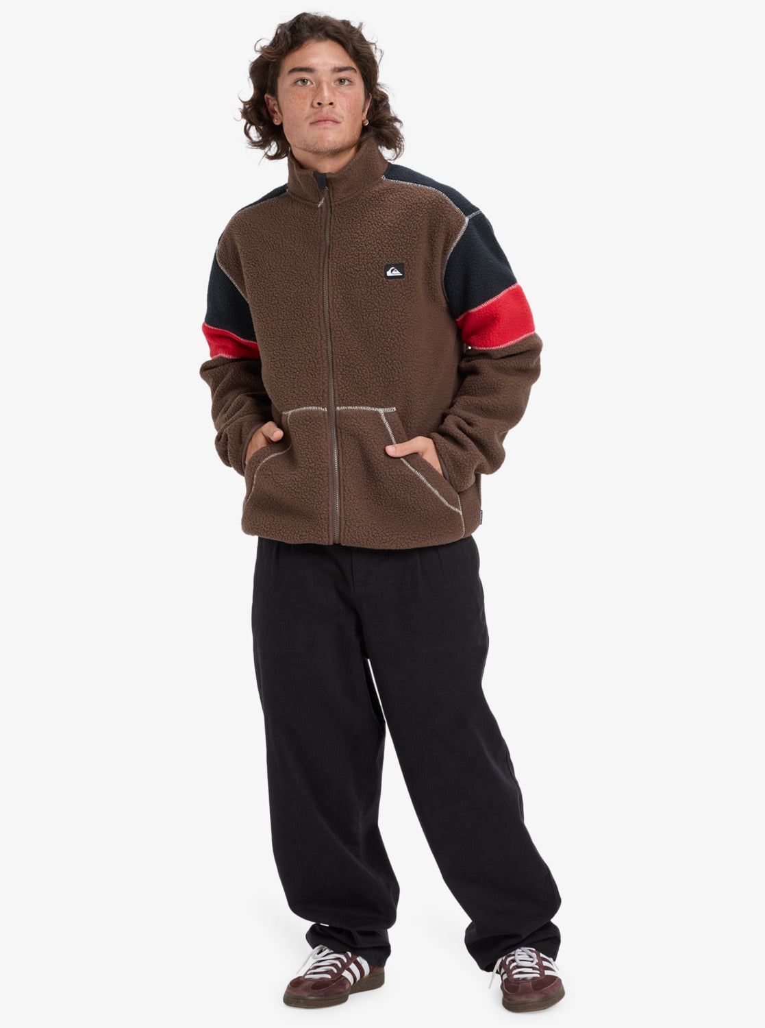 Quiksilver Mens Clean Coast Block Full Zip Fleece - Chocolate Brown