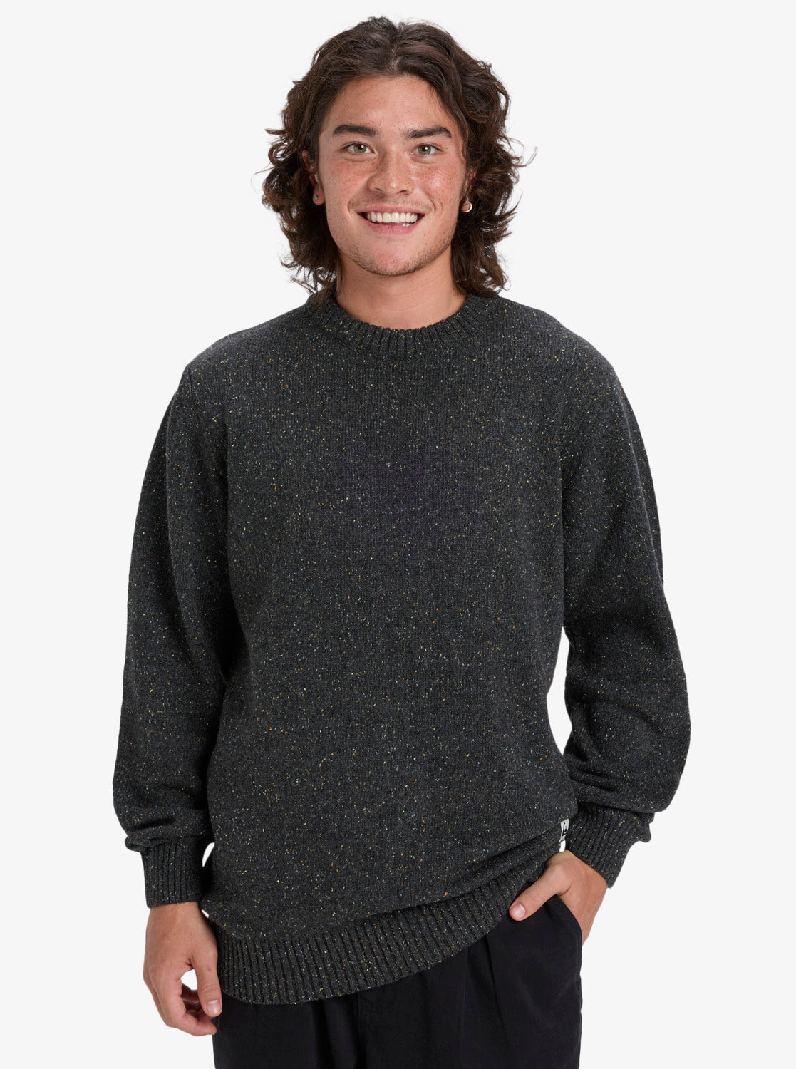 Quiksilver Mens Slow Song Neppy Jumper - Tarmac - ManGo Surfing