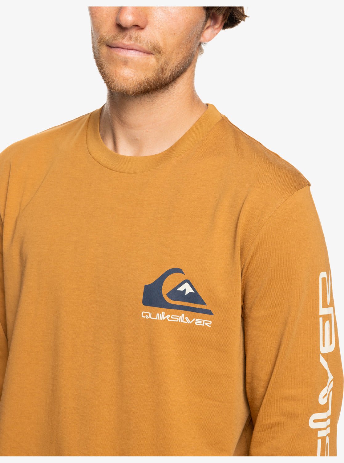 Quiksilver Mens Comp Logo Long Sleeve T-Shirt - Bone Brown