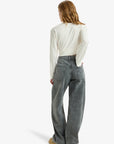 Roxy Womens Milla Wide Leg Mid Cropped Jeans - Mid Grey