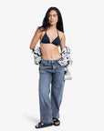 Roxy Womens Milla Wide Leg Mid Cropped Jeans - Mid Grey