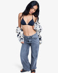 Roxy Womens Milla Wide Leg Mid Cropped Jeans - Mid Grey