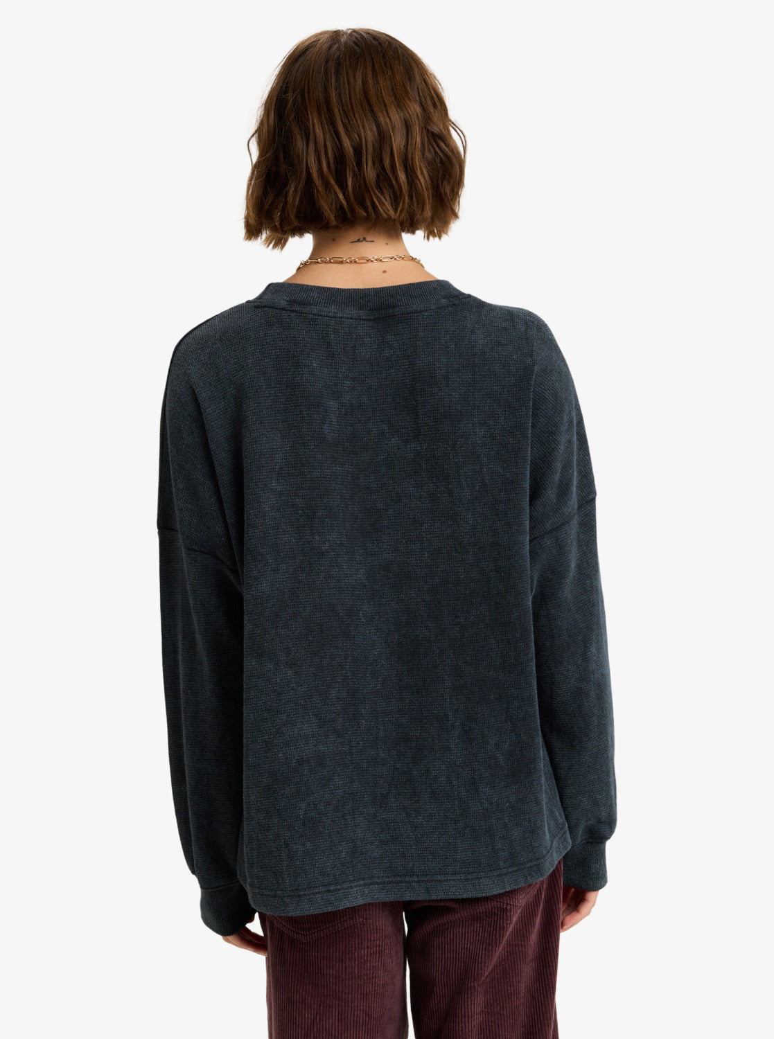 Roxy Womens Eastside Midweight Crew Neck Top - Anthracite - ManGo Surfing