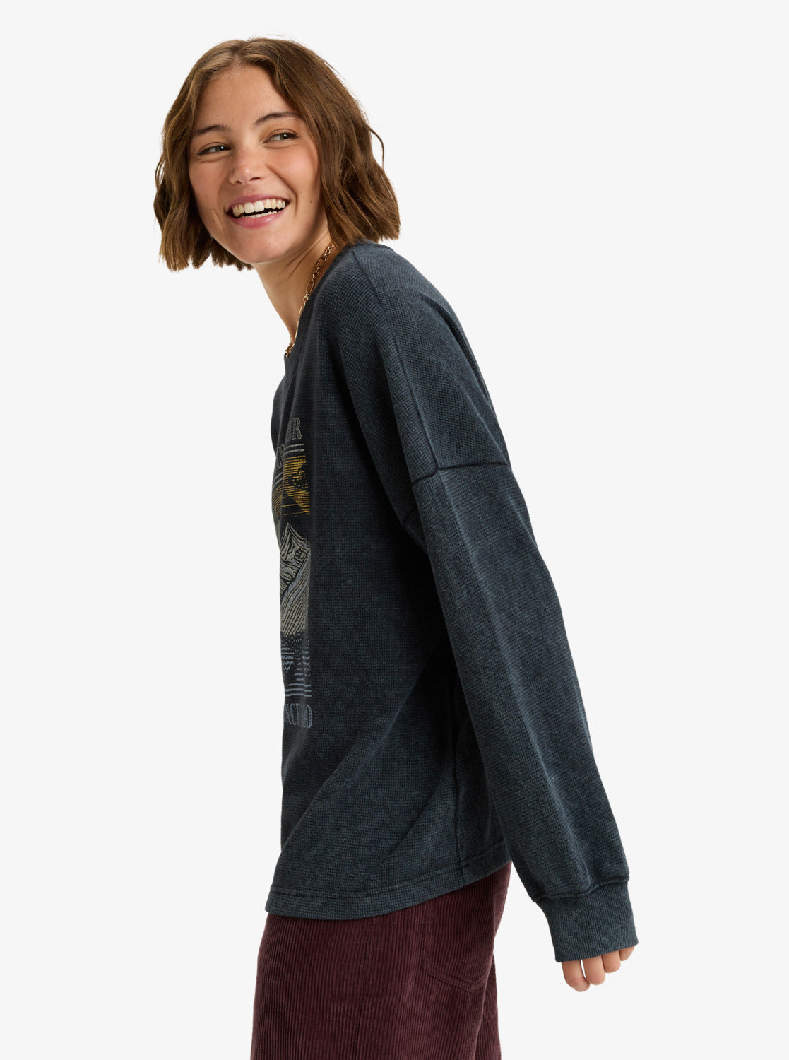 Roxy Womens Eastside Midweight Crew Neck Top - Anthracite