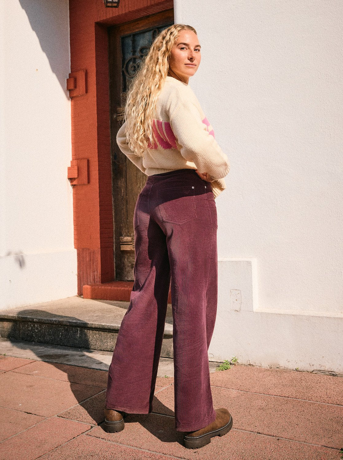 Roxy Womens Surf On Cloud Corduroy Wide Leg Trousers - Huckleberry - ManGo Surfing
