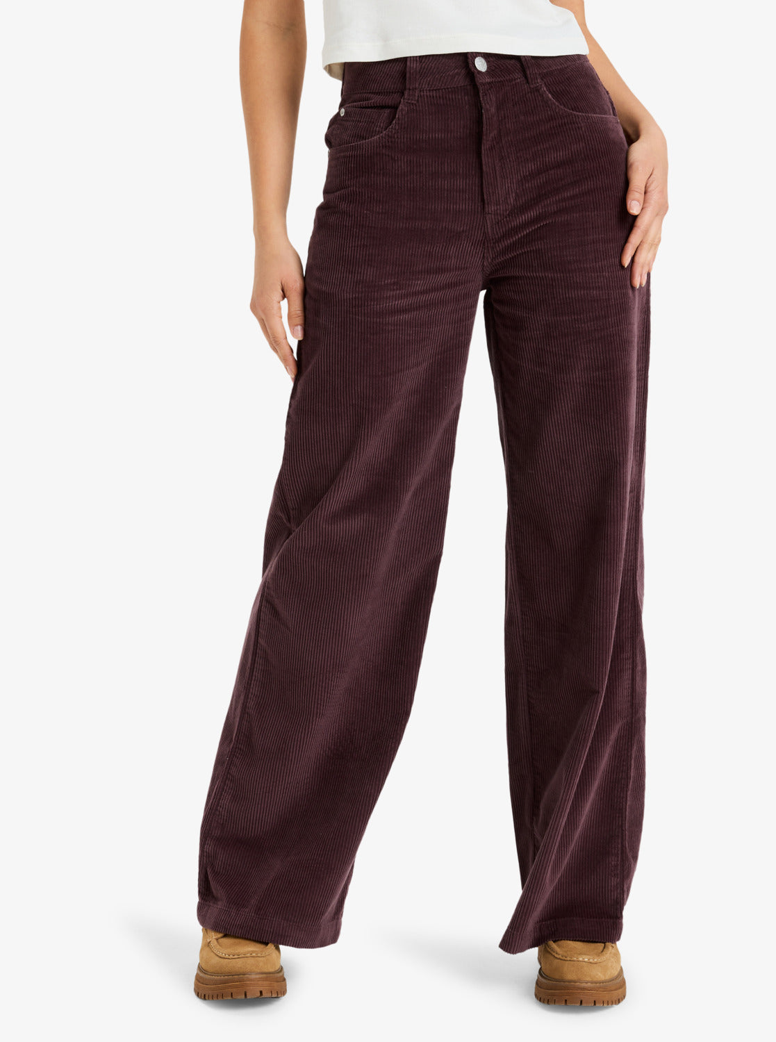 Roxy Womens Surf On Cloud Corduroy Wide Leg Trousers - Huckleberry - ManGo Surfing
