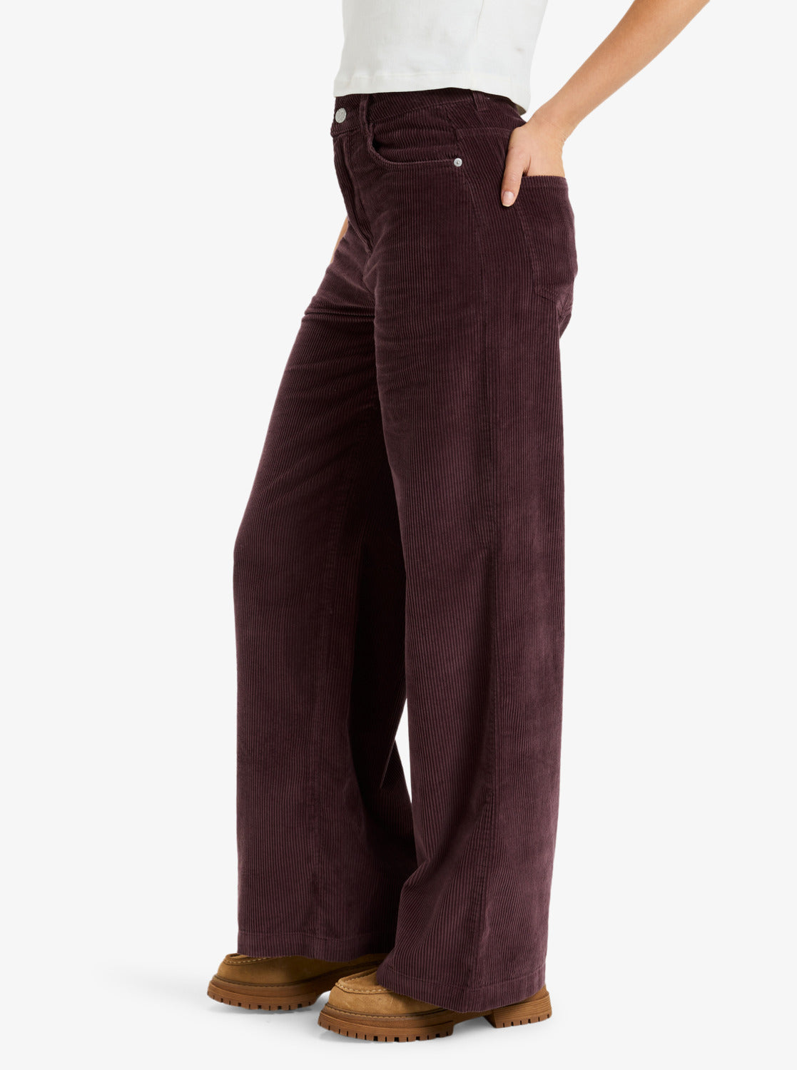Roxy Womens Surf On Cloud Corduroy Wide Leg Trousers - Huckleberry