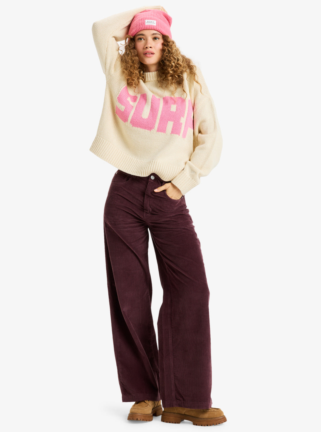 Roxy Womens Surf On Cloud Corduroy Wide Leg Trousers - Huckleberry