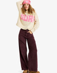 Roxy Womens Surf On Cloud Corduroy Wide Leg Trousers - Huckleberry