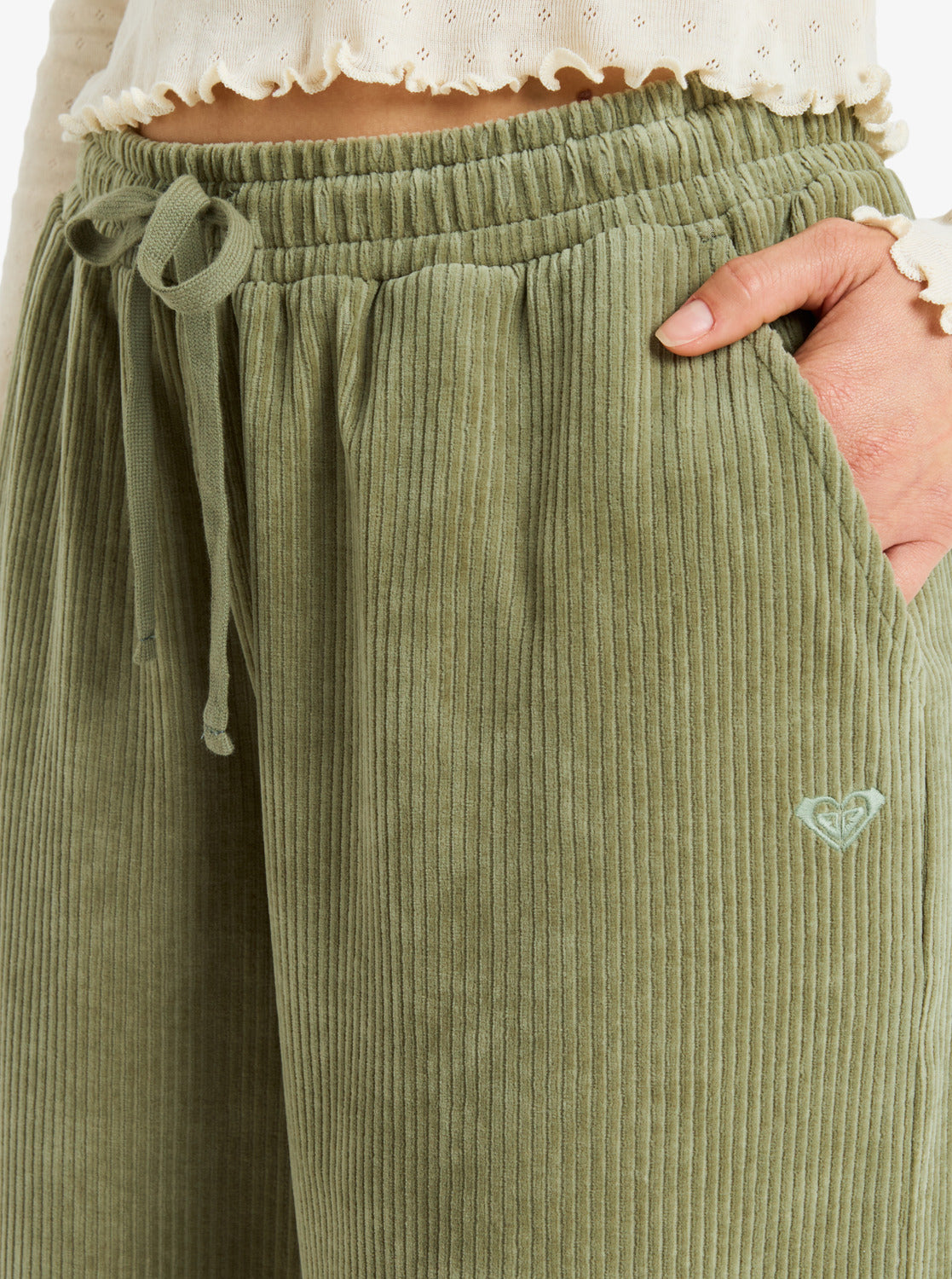 Roxy Womens Lekeitio Knit Corduroy Trousers - Oil Green