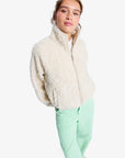 Roxy Womens Blurry Cloud Full Zip Relaxed Fleece - Parchment
