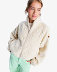 Roxy Womens Blurry Cloud Full Zip Relaxed Fleece - Parchment