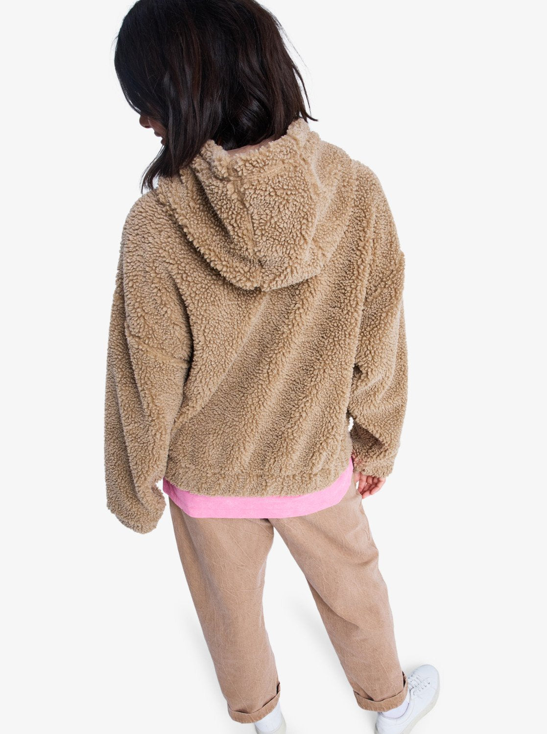 Roxy Womens City Track Oversized Hooded Zip Fleece - Woodsmoke