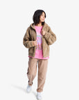 Roxy Womens City Track Oversized Hooded Zip Fleece - Woodsmoke
