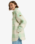 Roxy Womens Over And Above Plaid Polar Fleece Jacket - Pistachio