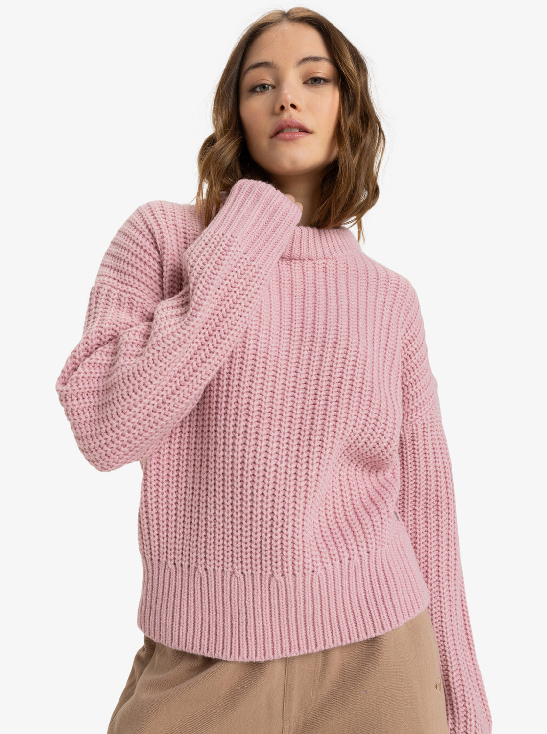 Roxy Womens Coming Home Crew Neck Sweater - Bleached Mauve - ManGo Surfing