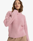 Roxy Womens Coming Home Crew Neck Sweater - Bleached Mauve - ManGo Surfing