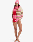 Roxy Womens Marble Tiles Stripe Slouchy Cardigan - Parchment