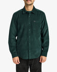 RVCA Mens Freeman Cord Long Sleeve Shirt - Hunter Green