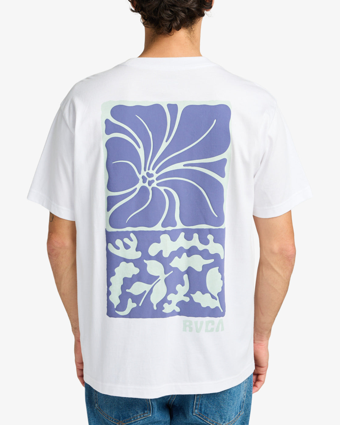 RVCA Mens Hibiscus Stamp T-Shirt - White - ManGo Surfing