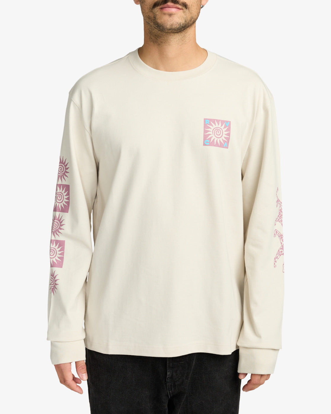 RVCA Mens Spin Long Sleeve T-Shirt - Ceramic