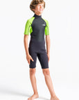 C-Skins Element 3/2 Junior Shortie Wetsuit - Anthracite/Lime Multi