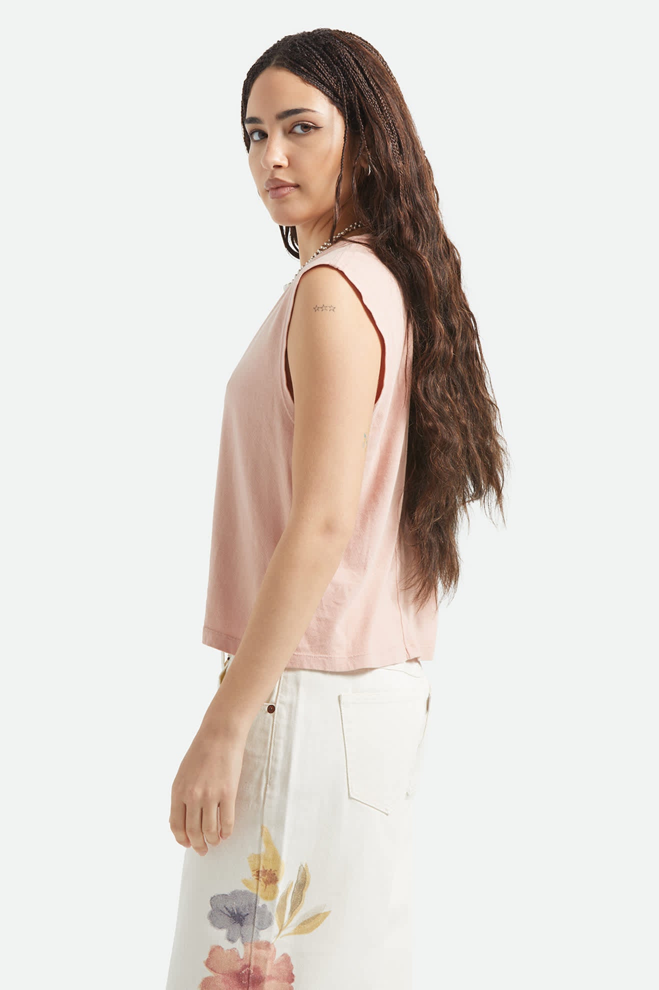 Brixton Womens Carefree Organic Garment Dye Muscle Tank - Silver Pink
