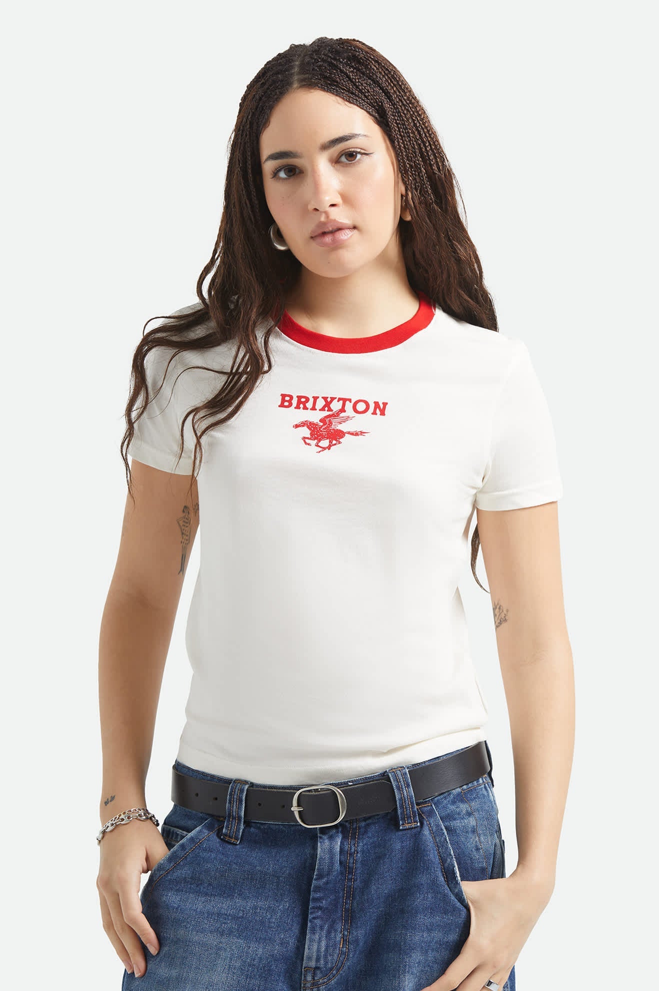 Brixton Womens Pegasus Slim Crew T-Shirt - Vintage White