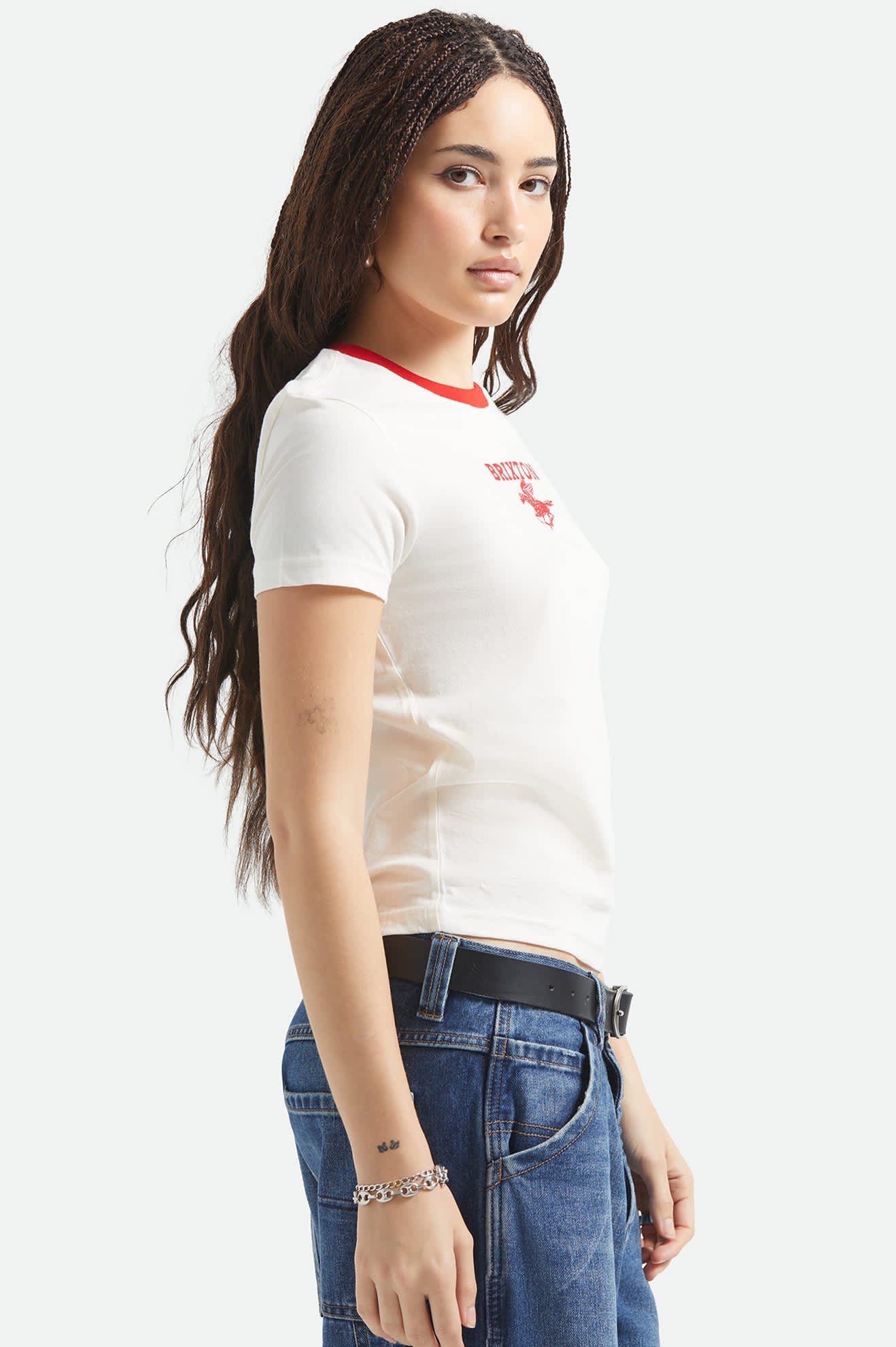Brixton Womens Pegasus Slim Crew T-Shirt - Vintage White