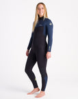 C-Skins Womens NuWave Surflite 5/4/3 Back Zip Steamer - Black/Bluestone/Cool Green