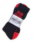 Old Guys Rule Stacked Logo Sports Socks (One Pair) - One Size - Navy/Red