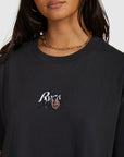 RVCA Womens Roses Only Relaxed T-Shirt - Washed Black