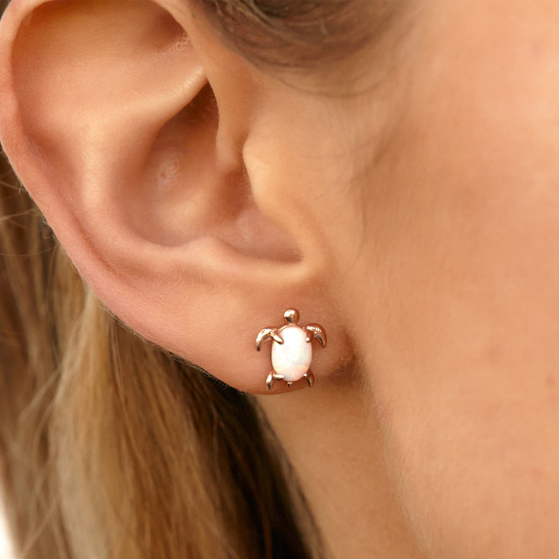 Opal Sea Turtle Earrings / Rose/Gold Opal - ManGo Surfing