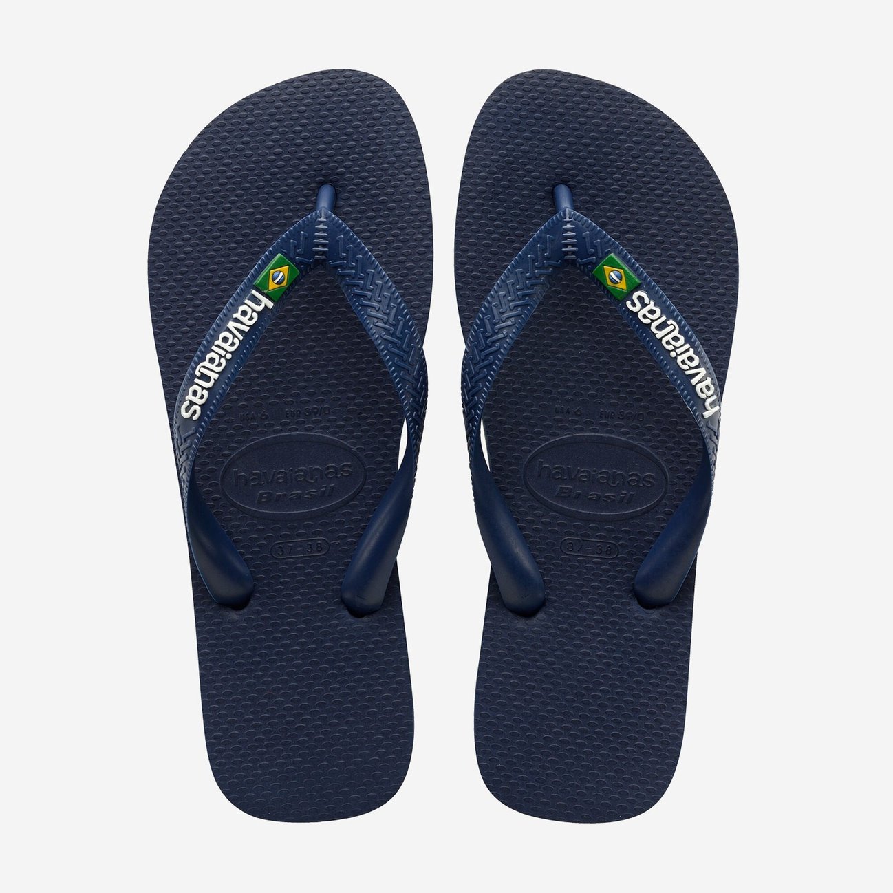 Brasil Logo Mens Flip Flops - Marinho Navy Blue - ManGo Surfing