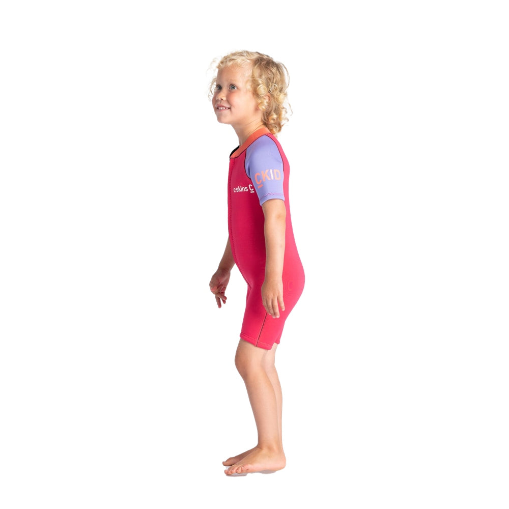 C-Skins C-KID Baby Shorti Wetsuit / Coral/Lilac/Bright Coral - ManGo Surfing