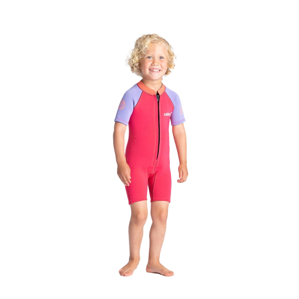 C-Skins C-KID Baby Shorti Wetsuit / Coral/Lilac/Bright Coral - ManGo Surfing