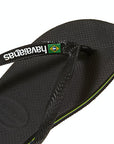 Havaianas Brasil Logo - Womens/Girls Flip Flops - Black/Black - ManGo Surfing