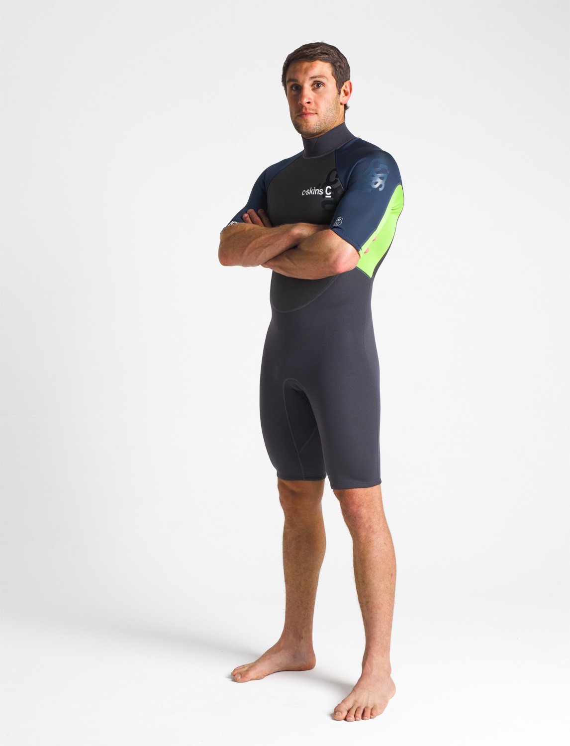 C-Skins Element 3:2 Mens Shorti - Anthracite/Bluestone/Lime - ManGo Surfing