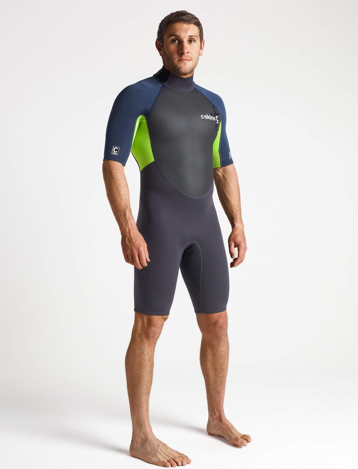 C-Skins Element 3:2 Mens Shorti - Anthracite/Bluestone/Lime - ManGo Surfing