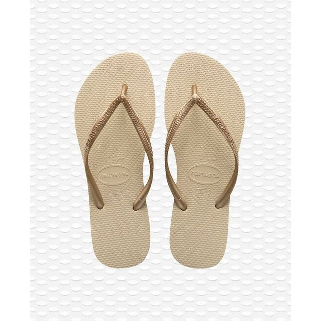 Slim Womens Flip Flops Sandals - Sand Grey Light Golden