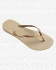 Slim Womens Flip Flops Sandals - Sand Grey Light Golden